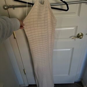 Miou Muse - Cream Crochet Halter Dress - Small